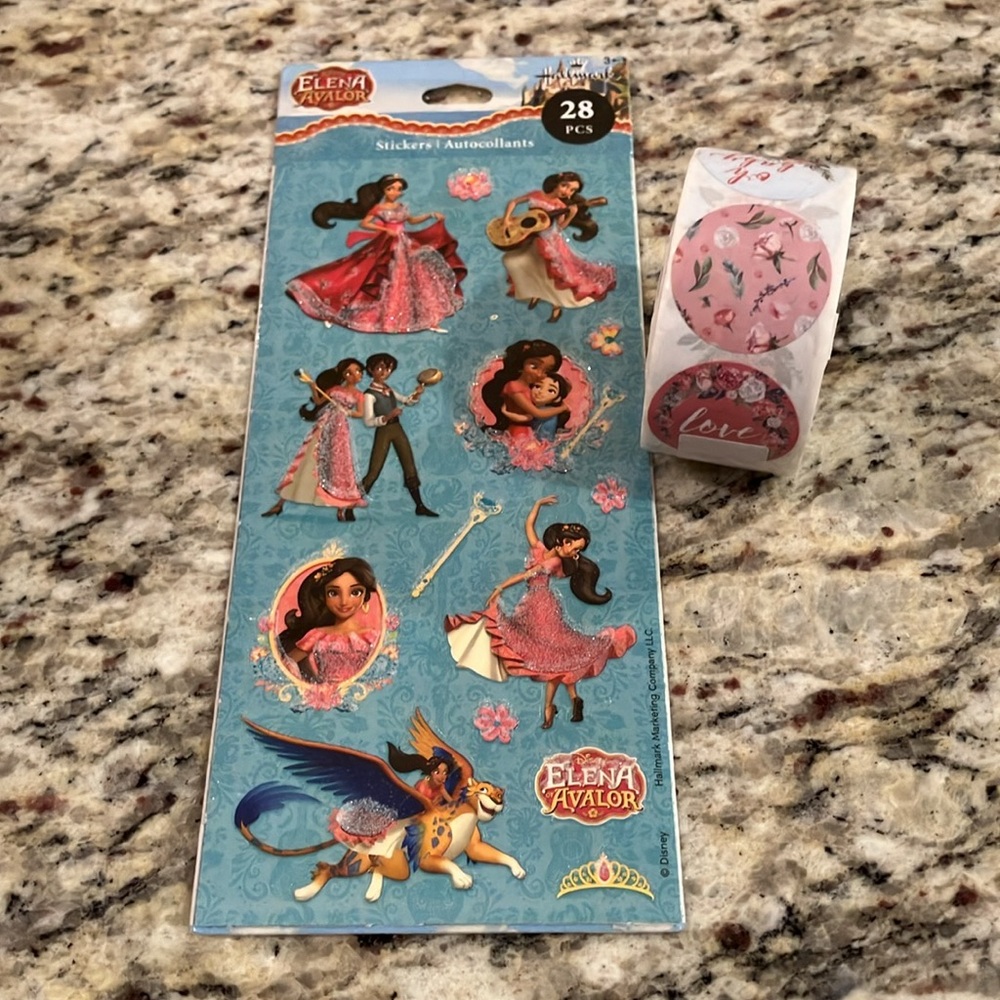 Elena of Avalor Sticker Set + Roll of 500 Stickers Packaging Crafts Business
